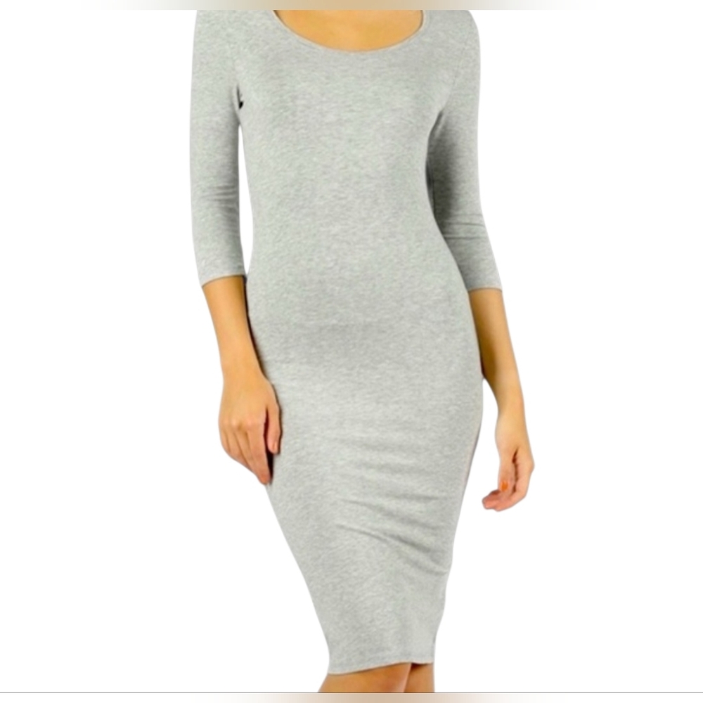 Zenana | Women's Short Sleeve Cotton T-Shirt Knee Length Bodycon Midi Dress 